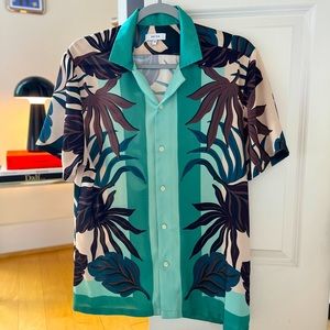 Reiss ‘Patois’ Cuban Short-Sleeve Shirt — Medium, Green